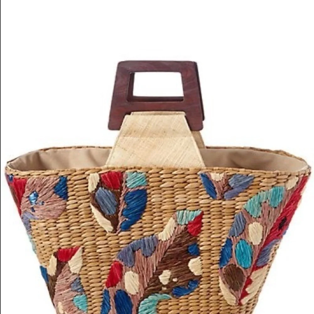NWOT Anthropologie Aranaz Louise Straw Tote - Picture 4 of 13